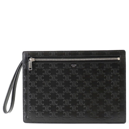Celine Clutch Triomphe Calfskin Black