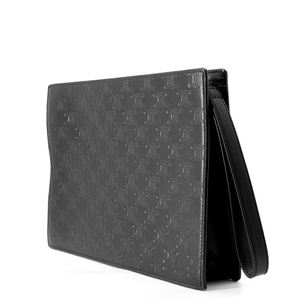 Celine Clutch Triomphe Calfskin Black — view 2