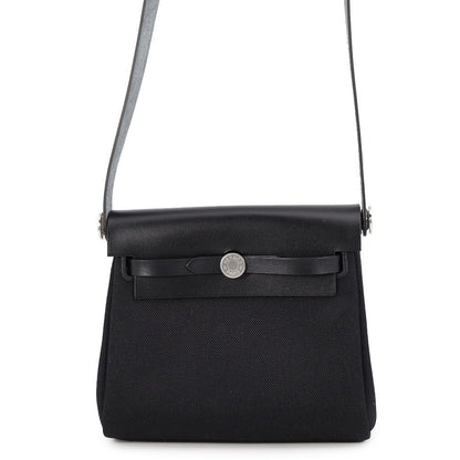 Hermes Shoulder Bag Herbag Zip Mini Black Silver Toilet Ash Vache Hunter