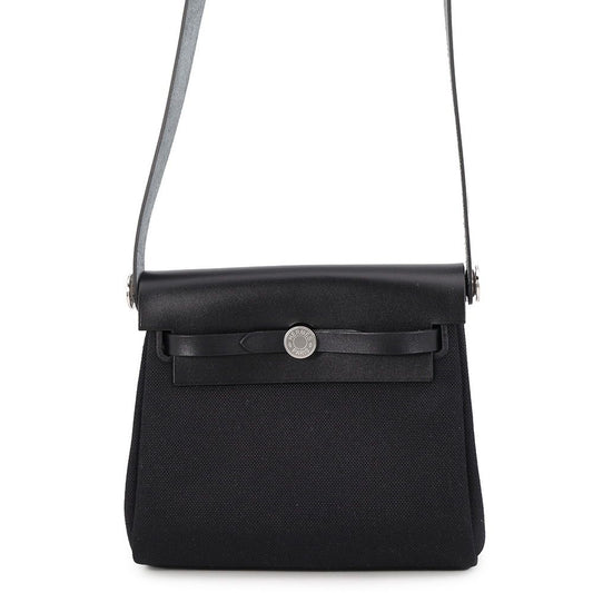 Hermes Shoulder Bag Herbag Zip Mini Black Silver Toilet Ash Vache Hunter