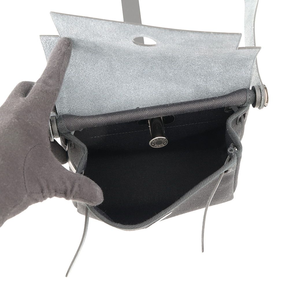 Hermes Shoulder Bag Herbag Zip Mini Black Silver Toilet Ash Vache Hunter — view 5