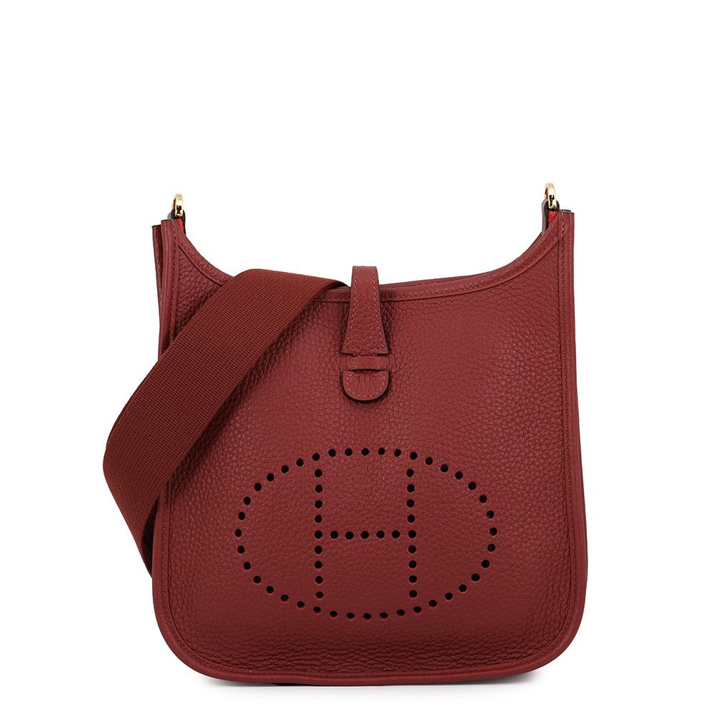 Hermes Shoulder Bag Evelyne 3 23 Rouge Ash Gold Taurillon Clemence