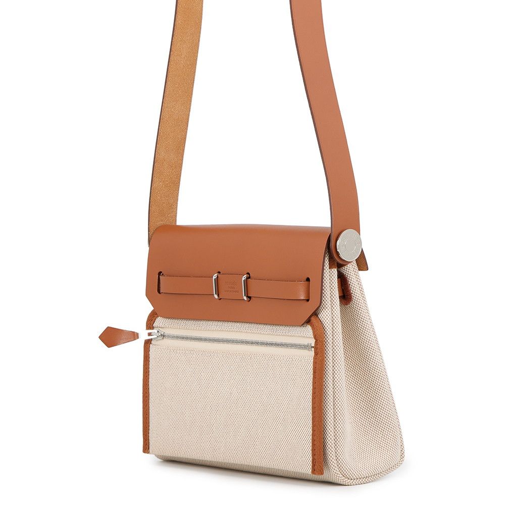 Hermes Shoulder Bag Herbag Zip Mini Ecru Gold Silver Toile Ash Vache Hunter — view 2