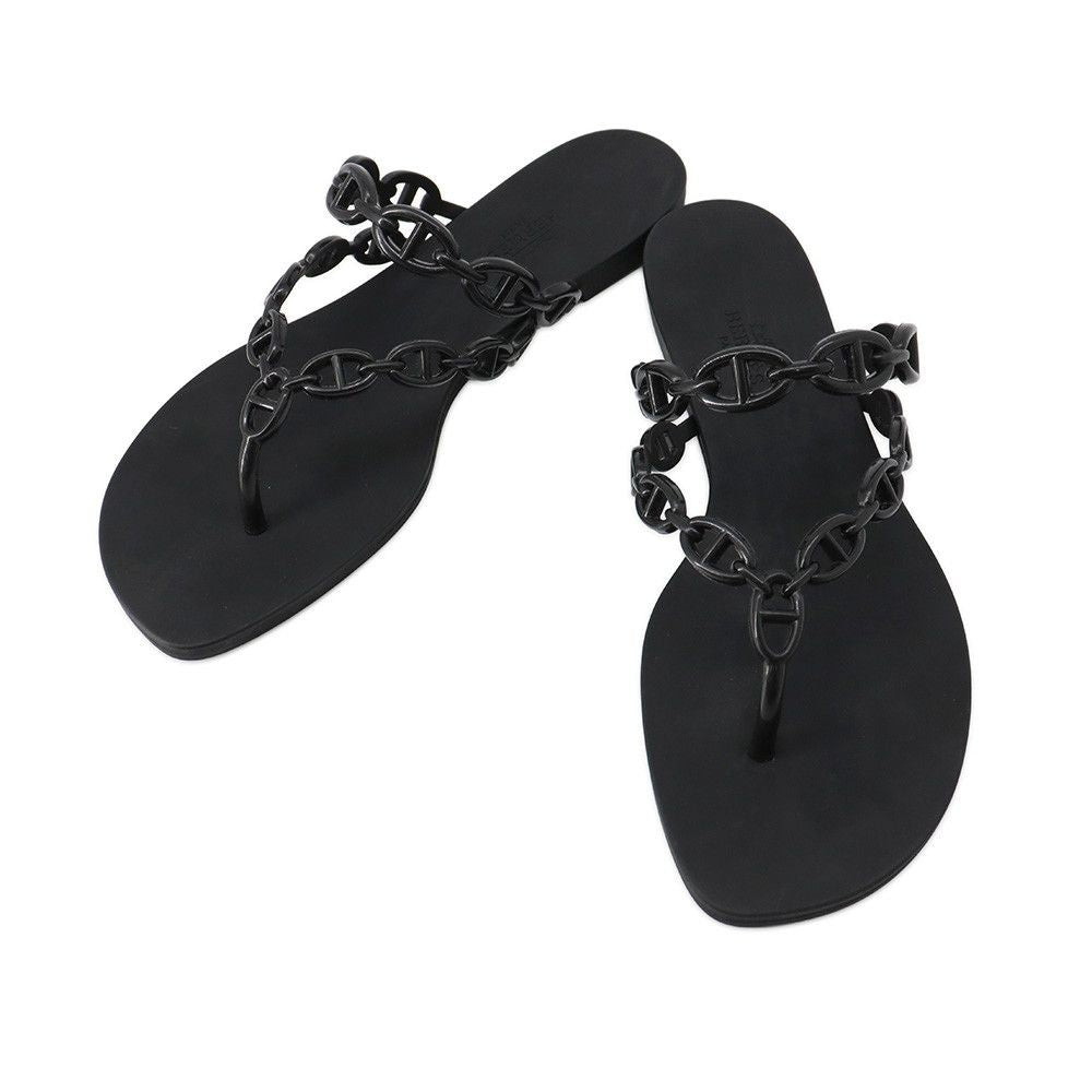 Hermes Sandals Island Rubber Shoes Black