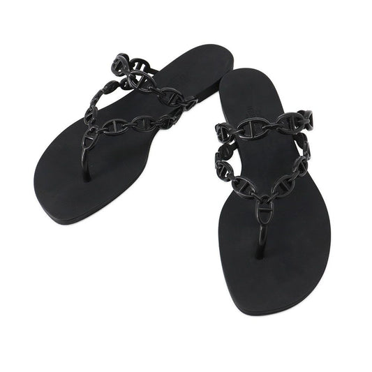 Hermes Sandals Island Rubber Shoes Black