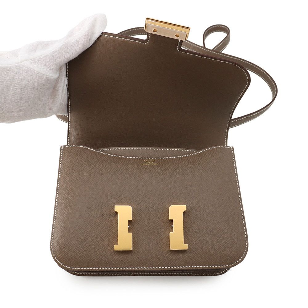 Hermes Shoulder Bag Mini Constance 3 Miroir Etoupe Gold Epsom — view 6