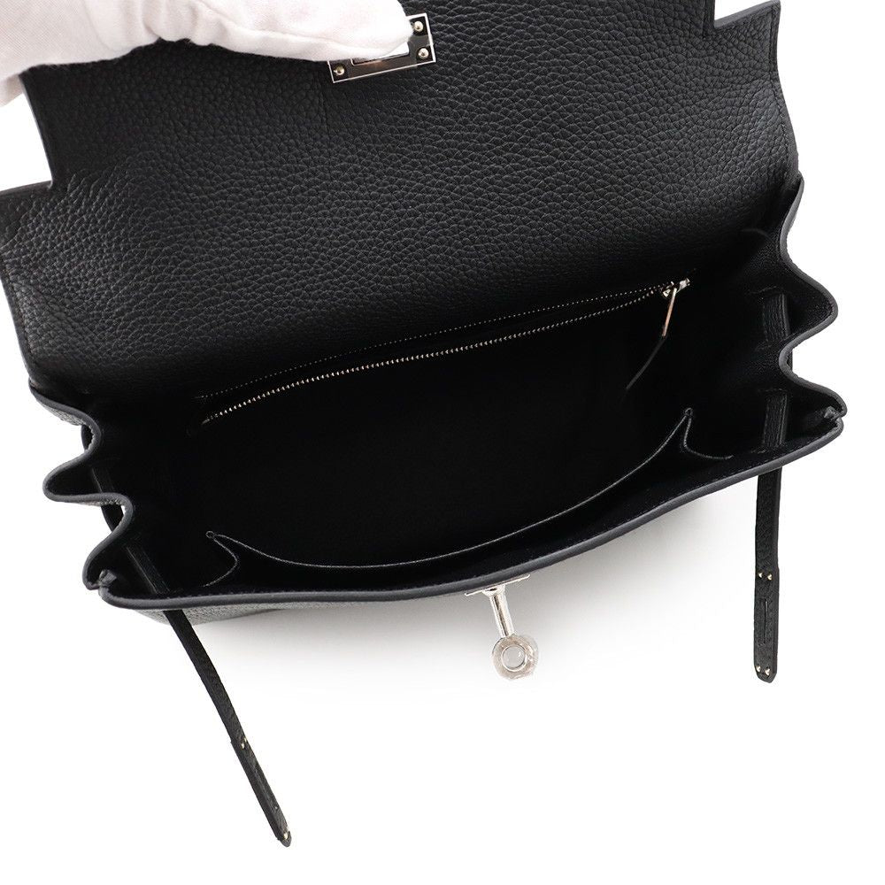 Hermes Handbag Kelly 25 Retourne Black Silver Togo 2-Way Bag — view 5