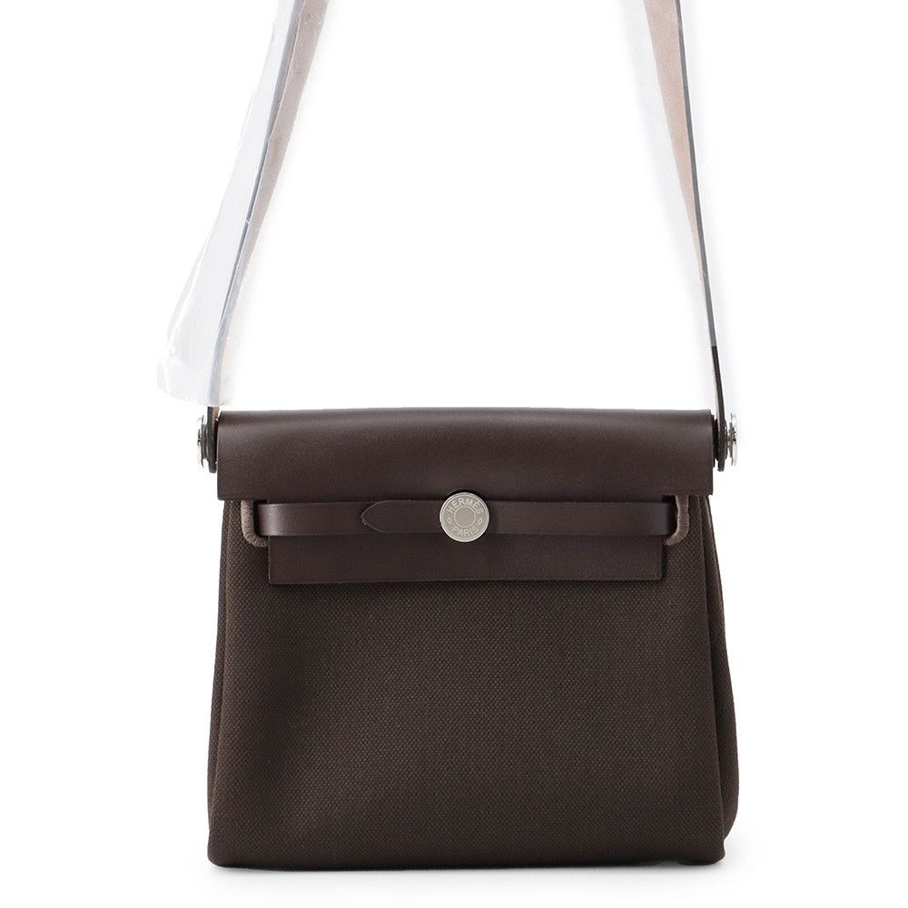 Hermes Shoulder Bag Herbag Zip Mini Ebene Silver Toile Hunter