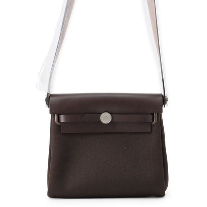 Hermes Shoulder Bag Herbag Zip Mini Ebene Silver Toile Hunter