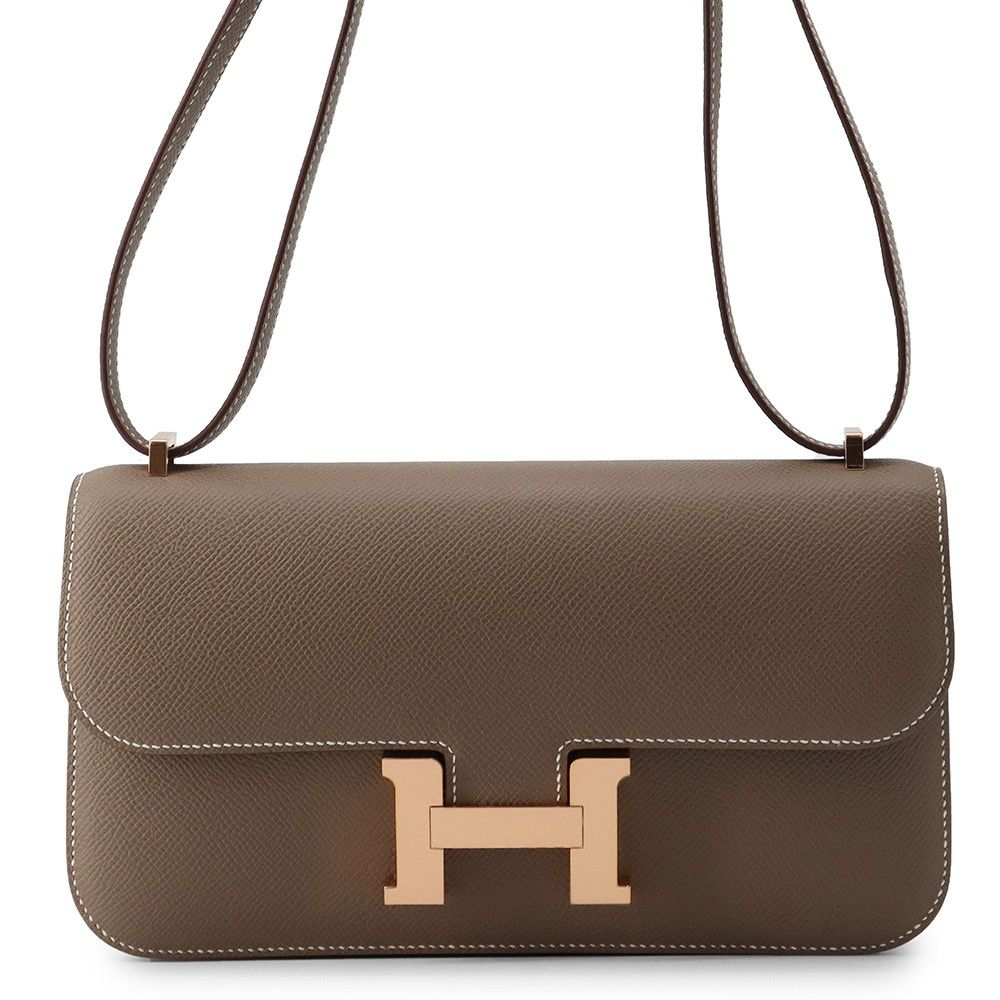 Hermes Constance Elan Miroir Etoupe Pink Gold Epsom Shoulder Bag
