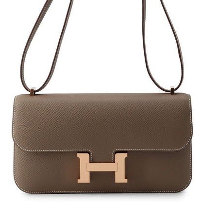 Hermes Constance Elan Miroir Etoupe Pink Gold Epsom Shoulder Bag