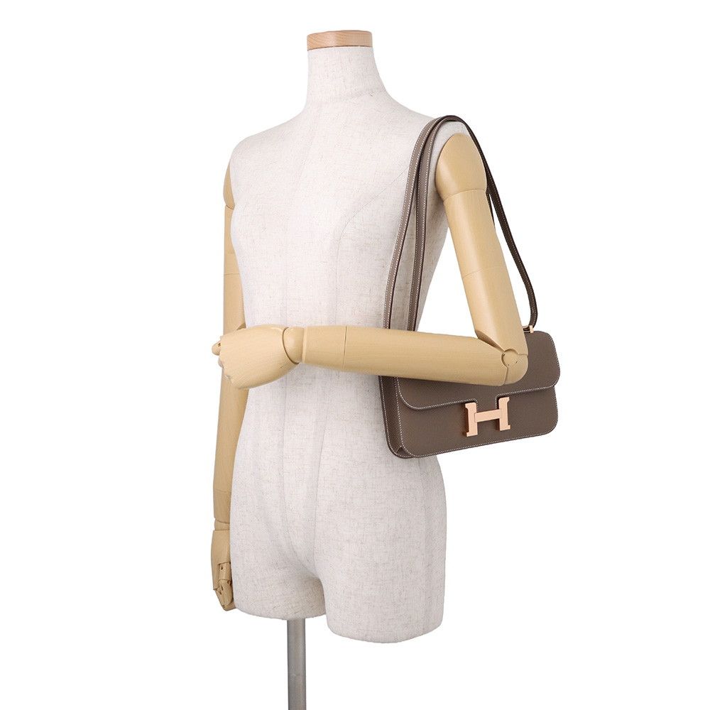 Hermes Constance Elan Miroir Etoupe Pink Gold Epsom Shoulder Bag — view 4