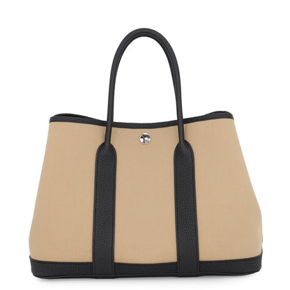 Hermes Tote Bag Garden Party TPM Trench Black Silver Toile Officier Negonda