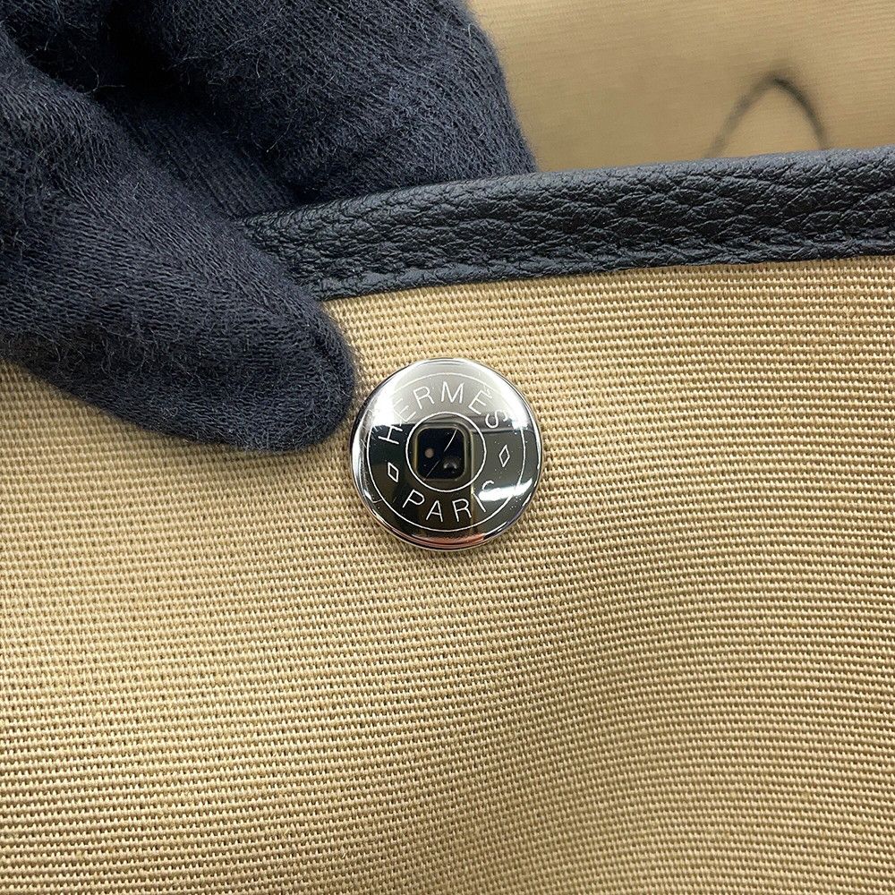 Hermes Tote Bag Garden Party TPM Trench Black Silver Toile Officier Negonda — view 8