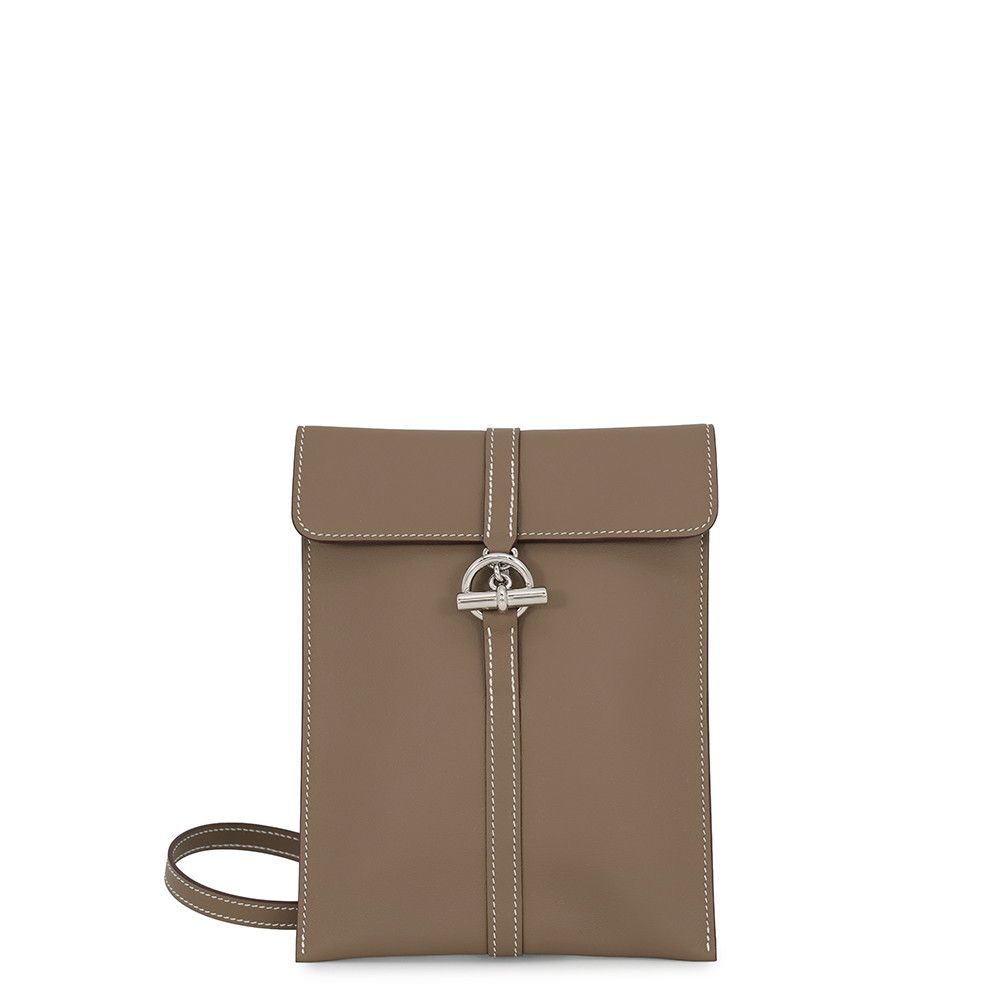 Hermes Shoulder Bag Glenan to Go Etoupe Silver Swift