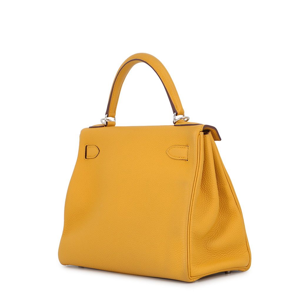 Hermes Handbag Kelly 28 Retourne Jaune Ambre Silver Togo 2-Way Bag — view 2