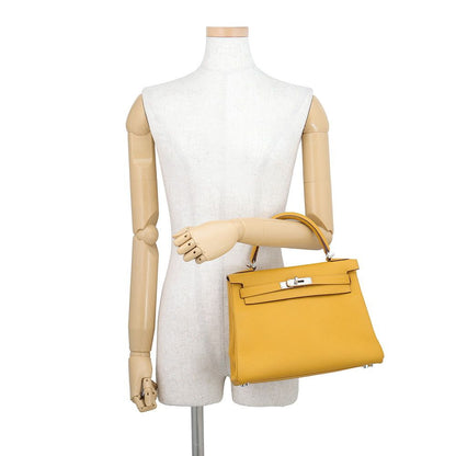 Hermes Handbag Kelly 28 Retourne Jaune Ambre Silver Togo 2-Way Bag — view 4