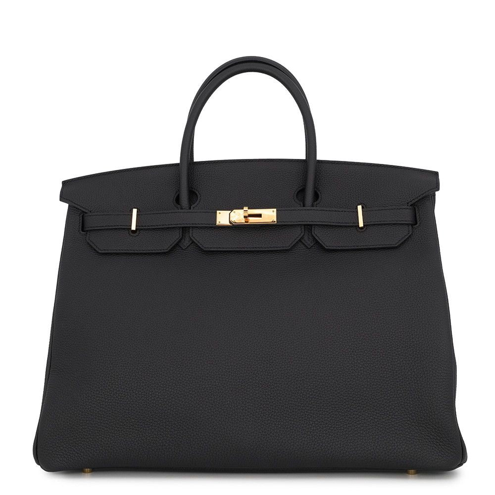 Hermes Birkin 40 Black Gold Togo Handbag