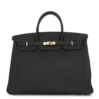 Hermes Birkin 40 Black Gold Togo Handbag
