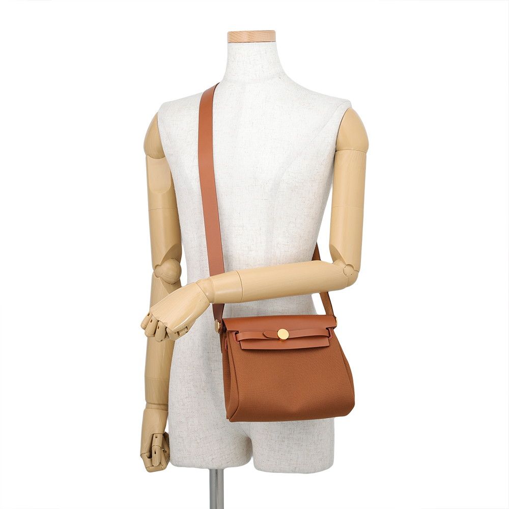 Hermes Shoulder Bag Herbag Zip Mini Forbe Gold Toile Hunter — view 4