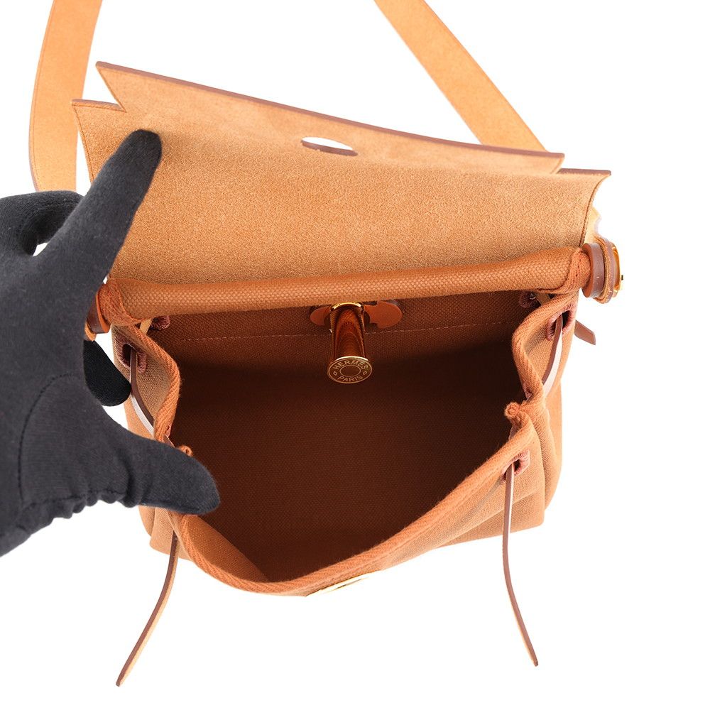 Hermes Shoulder Bag Herbag Zip Mini Forbe Gold Toile Hunter — view 5