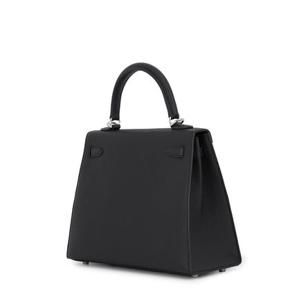 Hermes Handbag Kelly 25 Sellier Black Silver Epsom 2-Way Bag — view 2