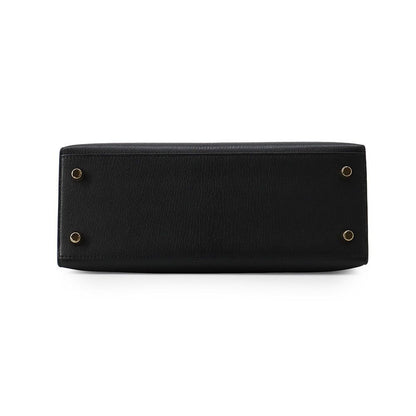 Hermes Handbag Kelly 25 Sellier Black Gold Chevre Mysore 2-Way Bag — view 3
