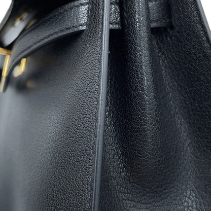 Hermes Handbag Kelly 25 Sellier Black Gold Chevre Mysore 2-Way Bag — view 8