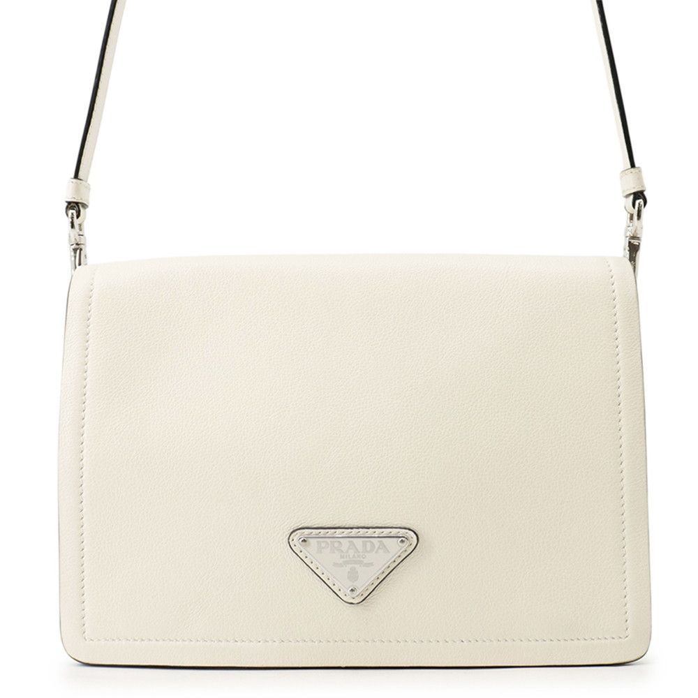 Prada Shoulder Bag Gray Scarf Triangle Logo White