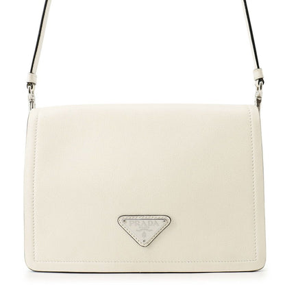 Prada Shoulder Bag Gray Scarf Triangle Logo White