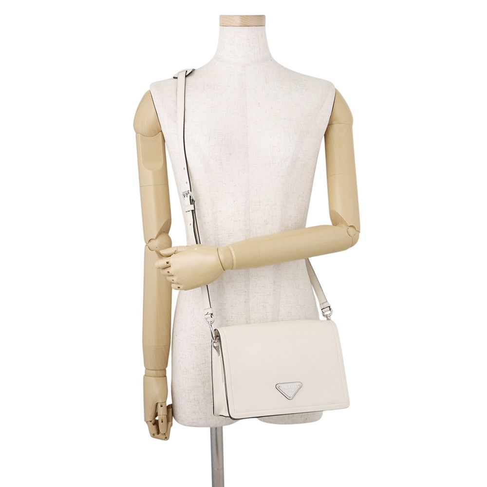 Prada Shoulder Bag Gray Scarf Triangle Logo White — view 4