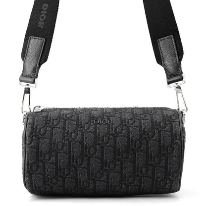 Dior Shoulder Bag Oblique Jacquard Roller Black