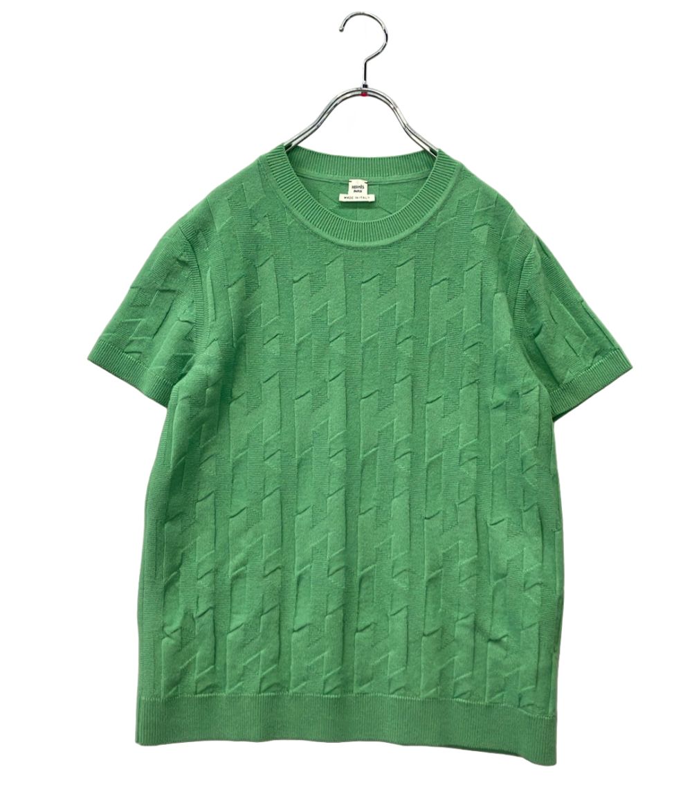 Hermes Short Sleeve Knit Jacquard Sweater 36