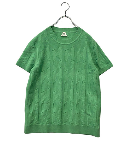 Hermes Short Sleeve Knit Jacquard Sweater 36