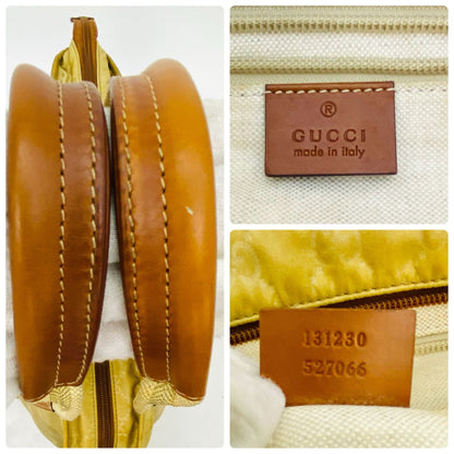 Gucci GG Canvas Tote Bag Webbing Line Nylon Beige GH 98 — view 6