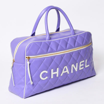 Chanel Boston Bag Sports Line Quilted Purple Gold — view 3