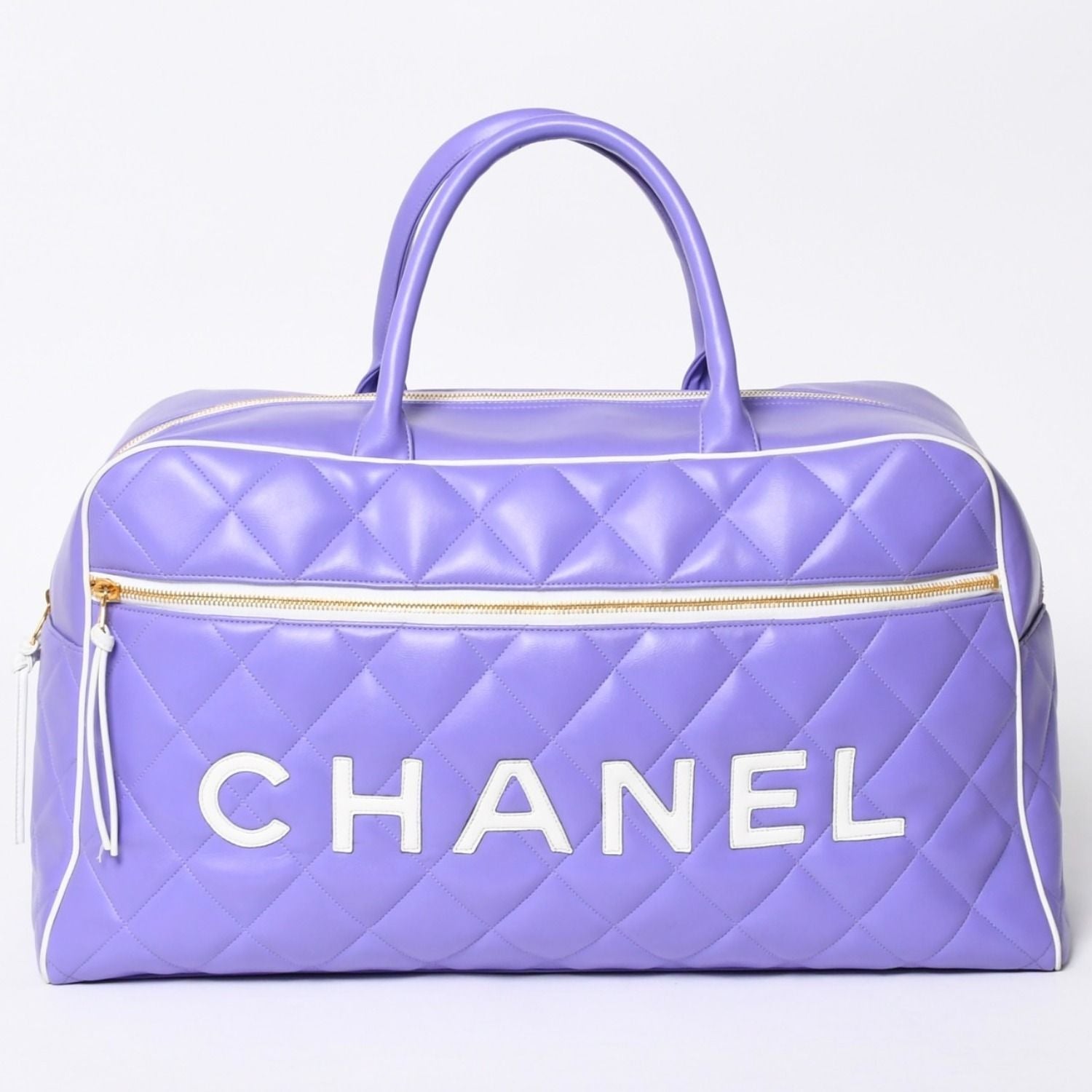Chanel Boston Bag Sports Line Quilted Purple Gold