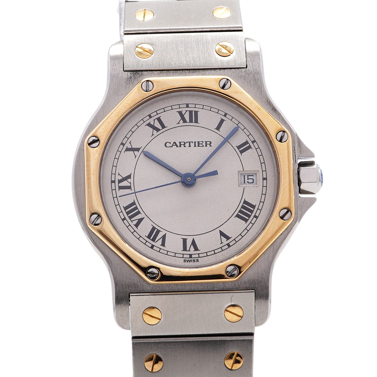 Cartier Santos Octagon LM Ivory Dial Watch