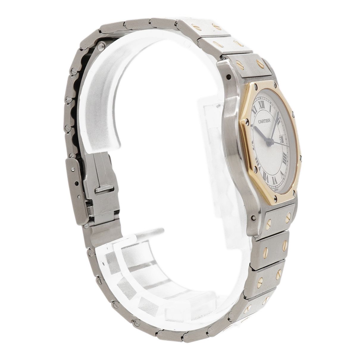 Cartier Santos Octagon LM Ivory Dial Watch — view 3