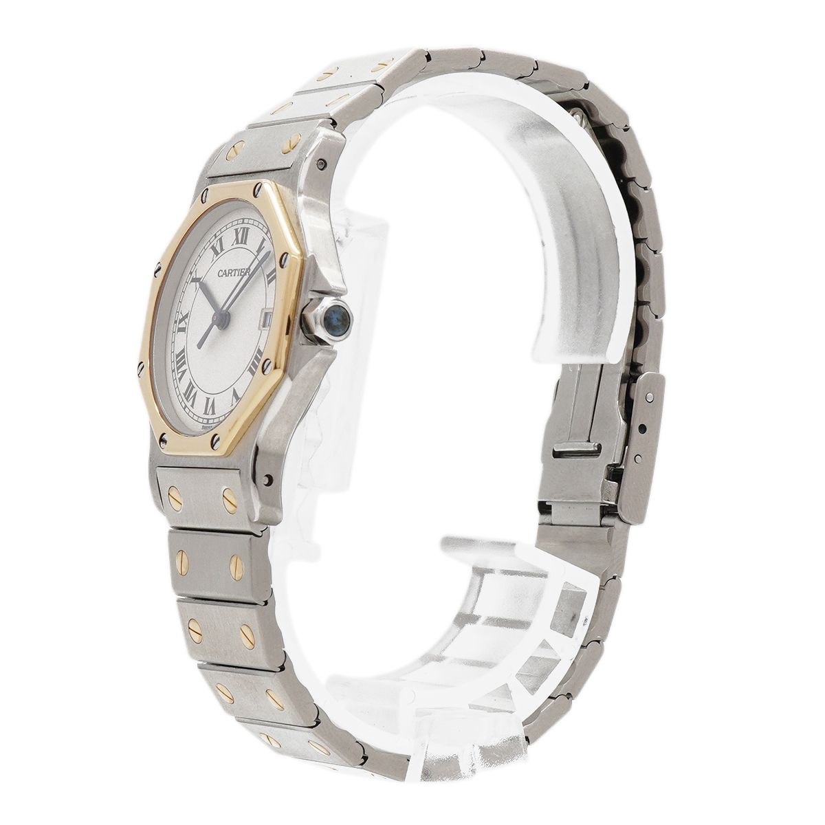 Cartier Santos Octagon LM Ivory Dial Watch — view 2