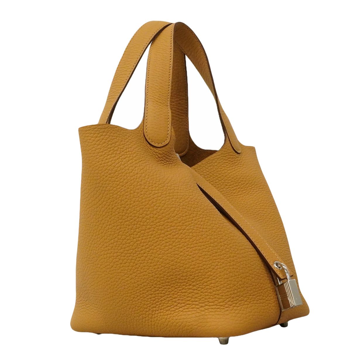 Hermes Picotin Lock PM Taurillon Clemence Biscuit Silver Handbag — view 2
