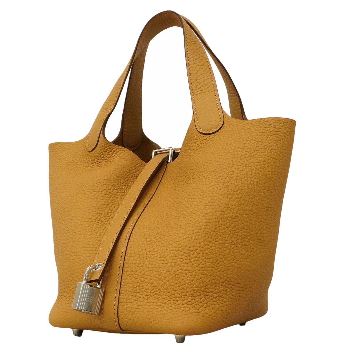 Hermes Picotin Lock PM Taurillon Clemence Biscuit Silver Handbag