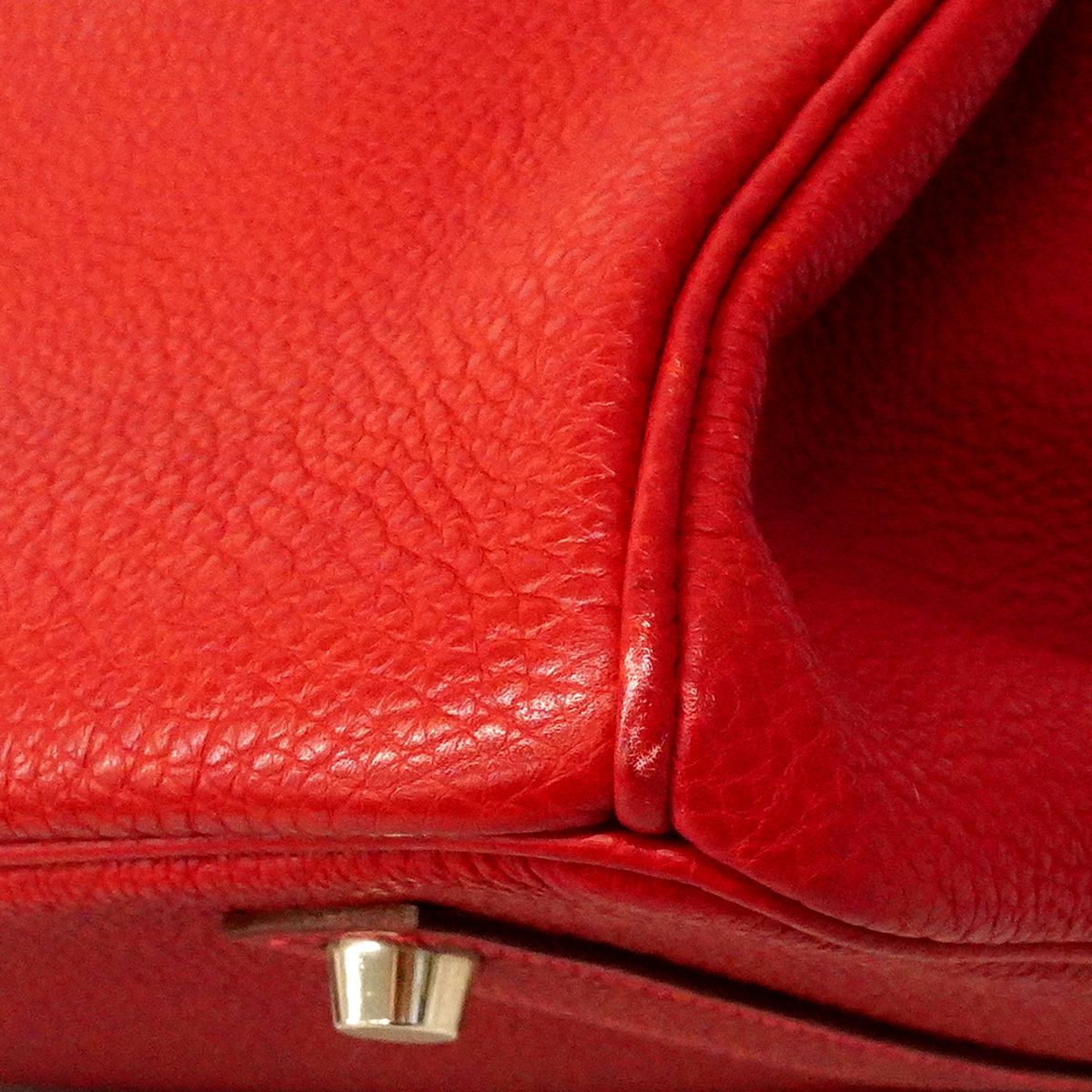 Hermes Birkin 35 Togo Rouge Vif Silver Handbag — view 6