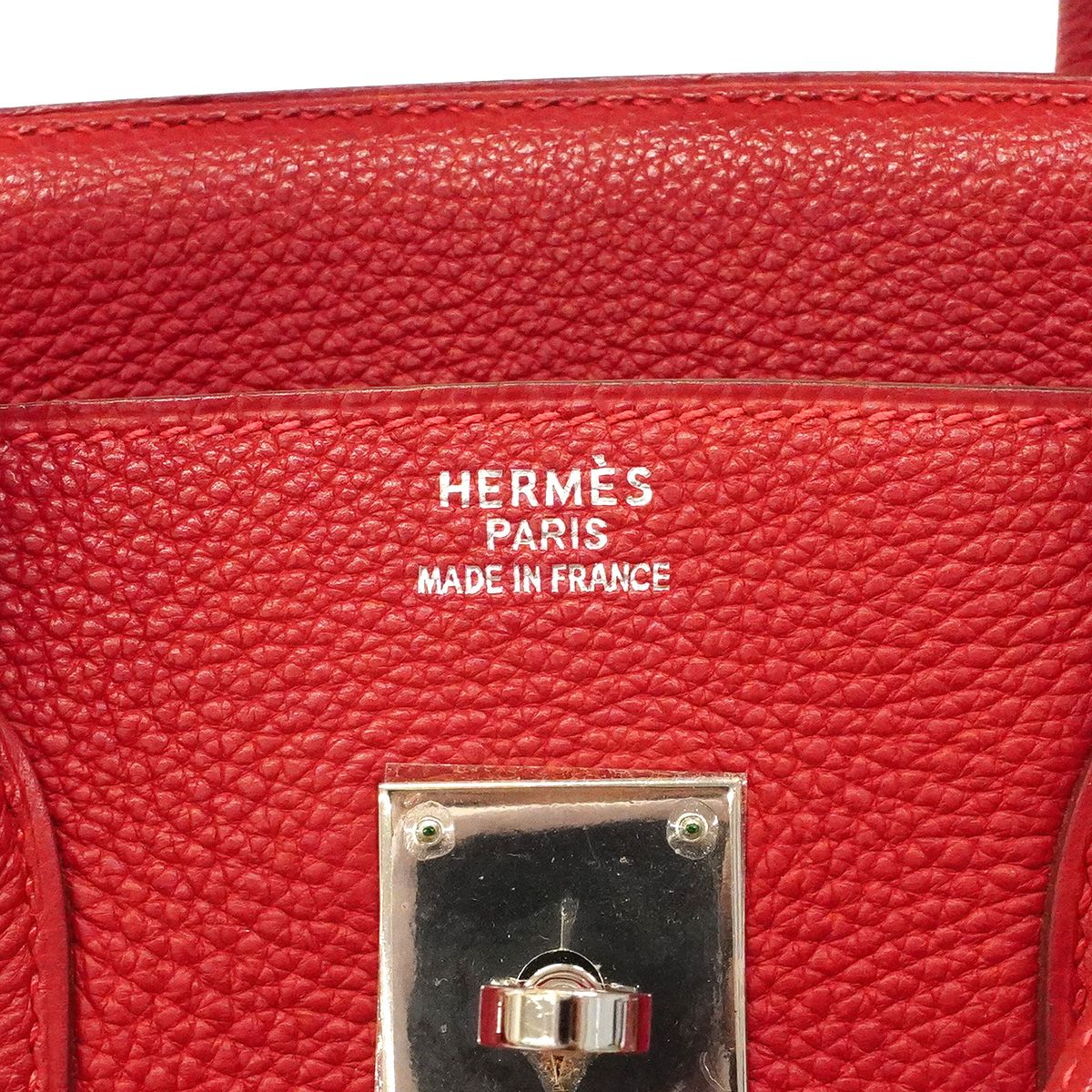 Hermes Birkin 35 Togo Rouge Vif Silver Handbag — view 5