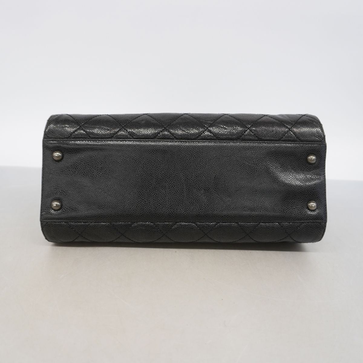 Chanel Handle Quilted Caviar Leather Black Silver 2-Way Bag — view 3