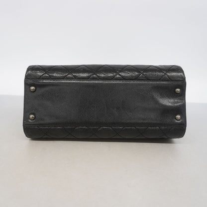 Chanel Handle Quilted Caviar Leather Black Silver 2-Way Bag — view 3