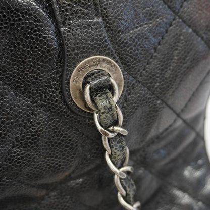 Chanel Handle Quilted Caviar Leather Black Silver 2-Way Bag — view 7