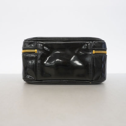 Chanel Vanity Bag Patent Leather Black Gold 2-Way Bag — view 3