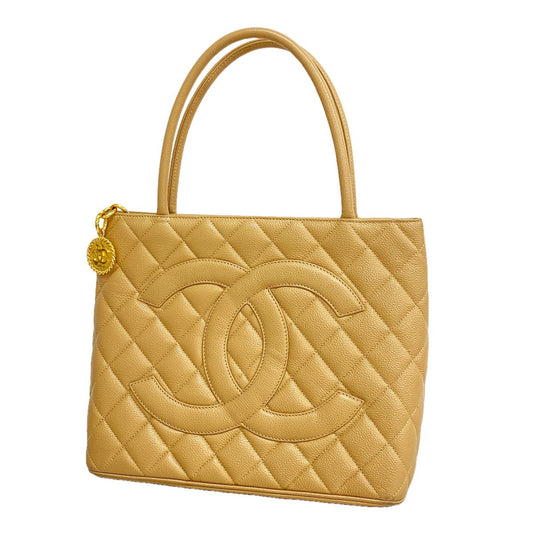 Chanel Tote Bag Reissue Caviar Leather Beige Gold