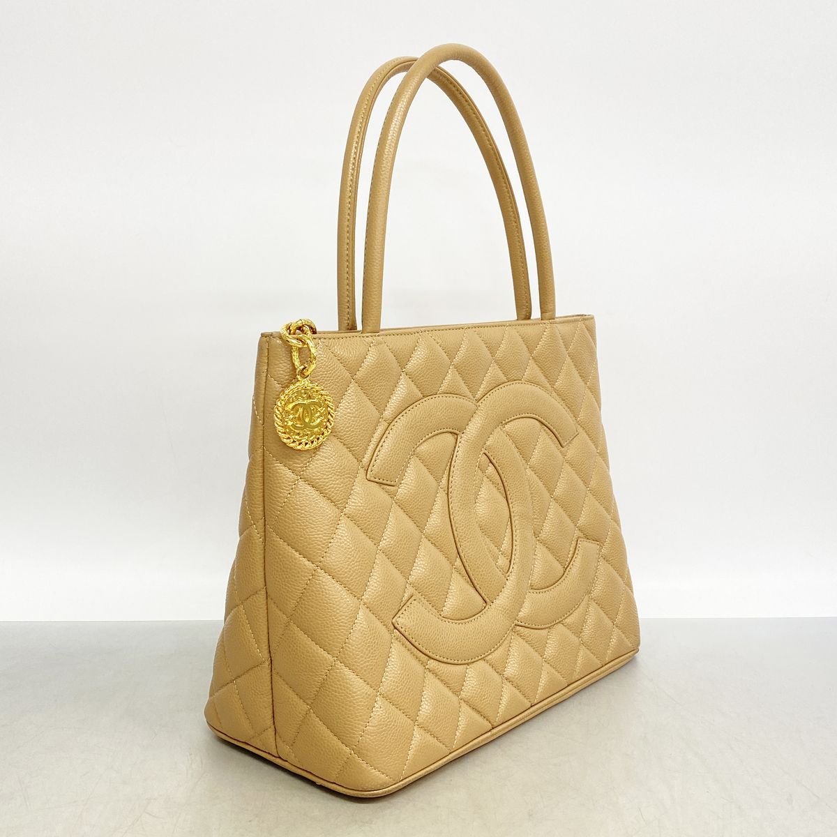 Chanel Tote Bag Reissue Caviar Leather Beige Gold — view 2